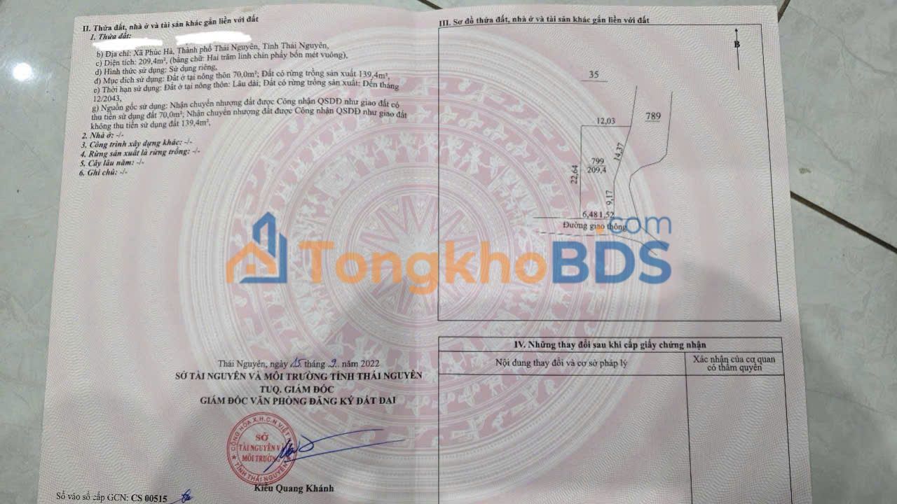 Bán Đất Chính Chủ Phường Quyết Thắng, TP. Thái Nguyên 209.4m² Giá Tốt