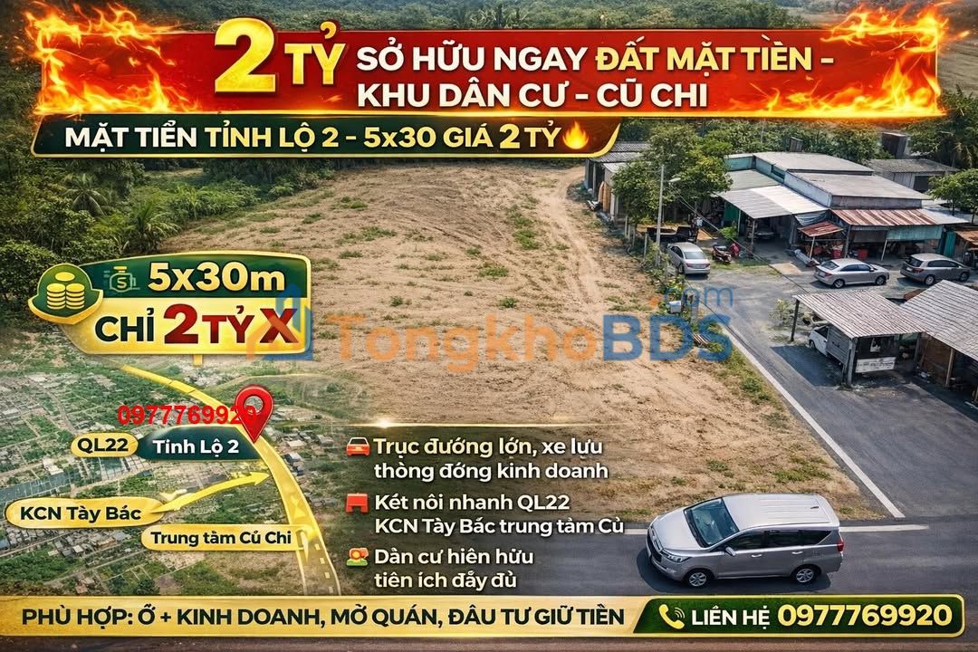 Mặt Tiền TL2 Củ Chi 150m² - Kinh Doanh Sầm Uất - 2 Tỷ