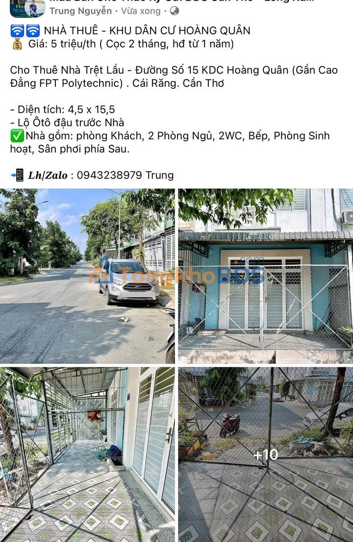 Cho Thuê Nhà 2PN KDC Hoàng Quân, Cần Thơ - Giá 5 Triệu/Tháng