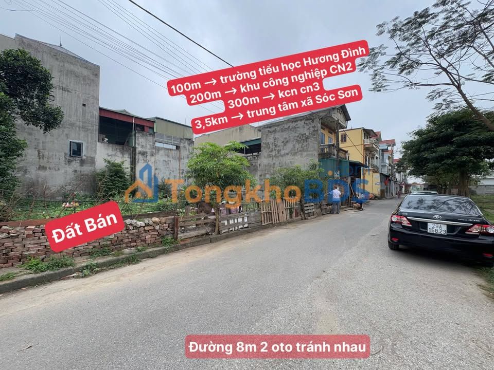 Đất Sóc Sơn 60m² full thổ cư, mặt tiền 4.5m - Sẵn sổ, gần KCN CN2