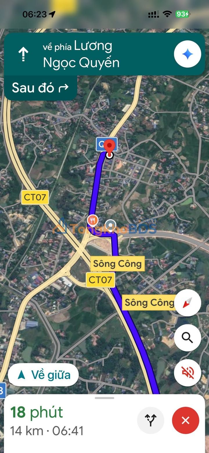 Bán đất Sông Công 100m² mặt QL3 - Giá 1.8 tỷ, dân cư đông đúc