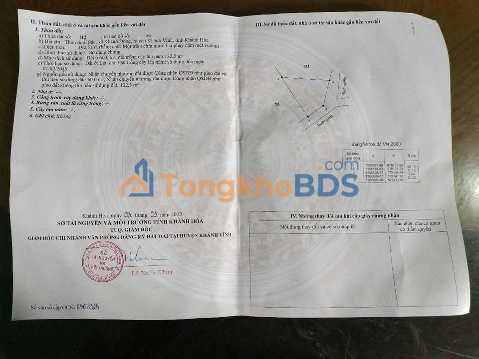 Đất Nền Khánh Đông - 192m² Thổ Cư, Gần TL8, Giá 192 Triệu