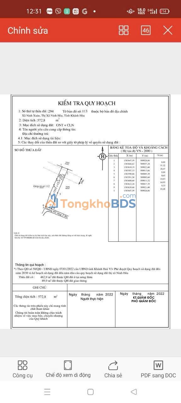 Đất Vàng Xã Ninh Quang, Ninh Hòa - 540m² Thổ Cư, 2 Mặt Tiền Đường Bê Tông