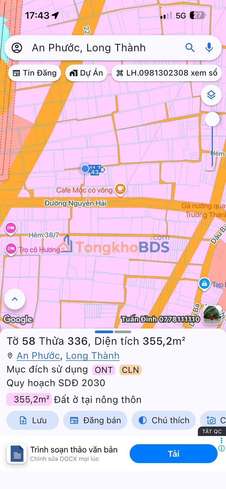 Bán đất thổ cư 355m² sổ riêng tại Châu Đức, BR-VT - Giá 2 tỷ