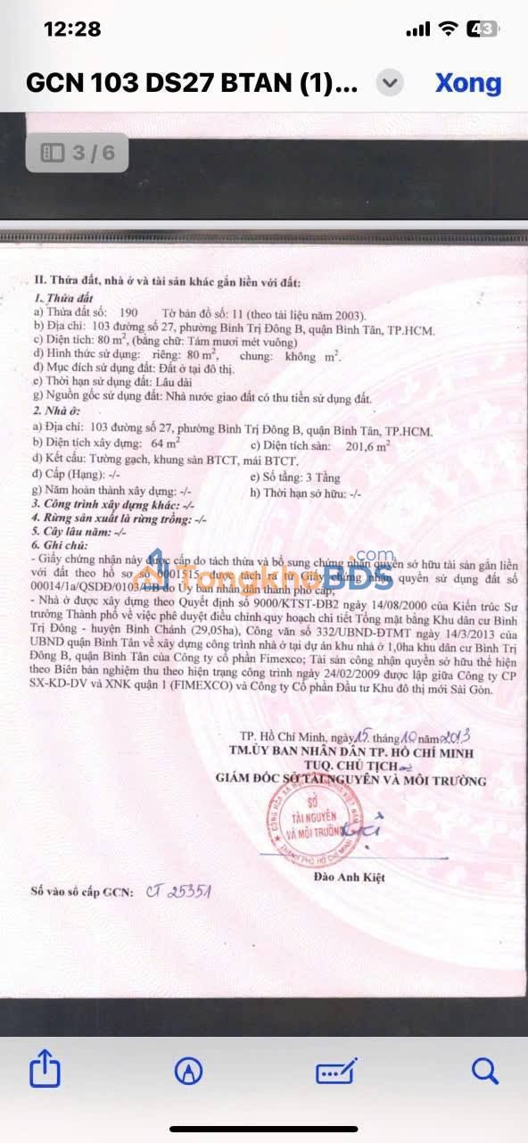 Nhà 3.5 Tấm MT Đường 27 Bình Tân - 80m² - Tặng Nội Thất