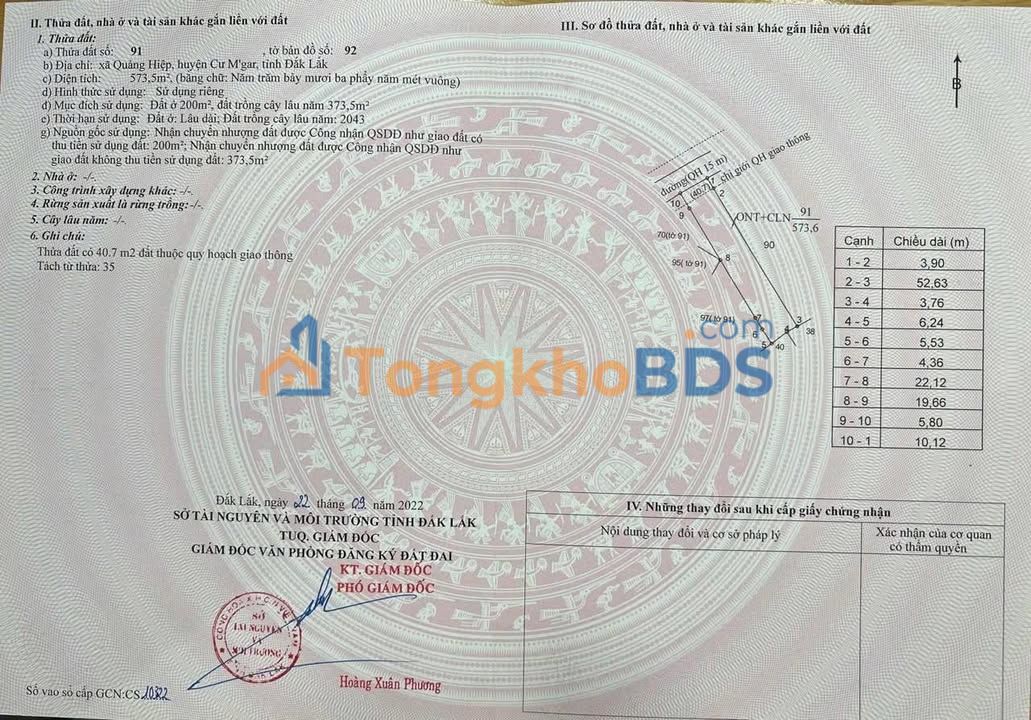 Bán đất Xã Ea M'nang, Cư M'gar, Đắk Lắk - 573.5m² Thổ cư, Chính chủ