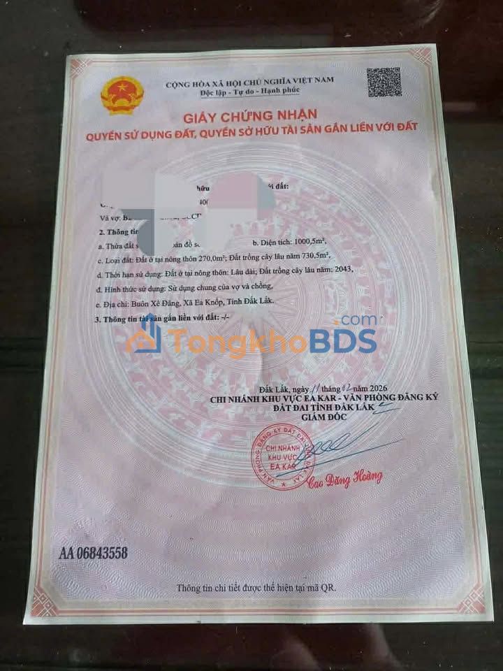 Đất nền mặt tiền QL29, Đông Hòa, Phú Yên - 1000m² thổ cư, tiềm năng đầu tư