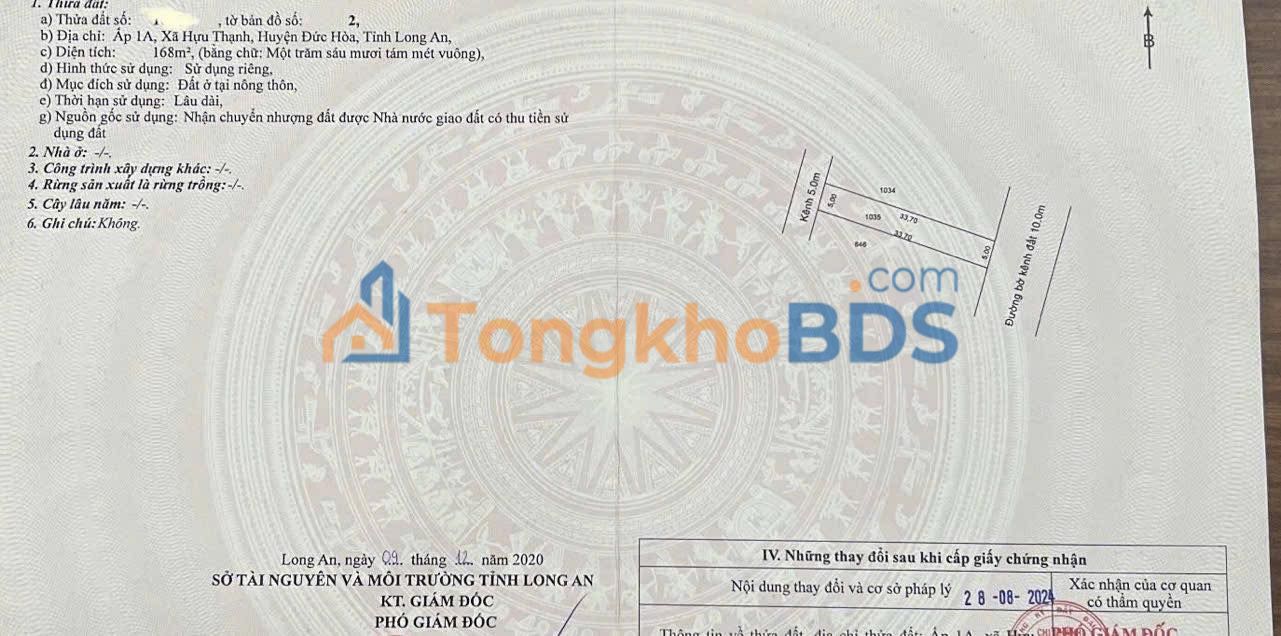 Đất Nền Đức Hòa 165m² Sổ Hồng Sẵn - Giá 800 Triệu