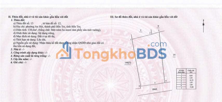 Bán Đất Tặng Nhà Hẻm Hủ Tiếu Gà Bến Tre - 138m², 1.05 Tỷ