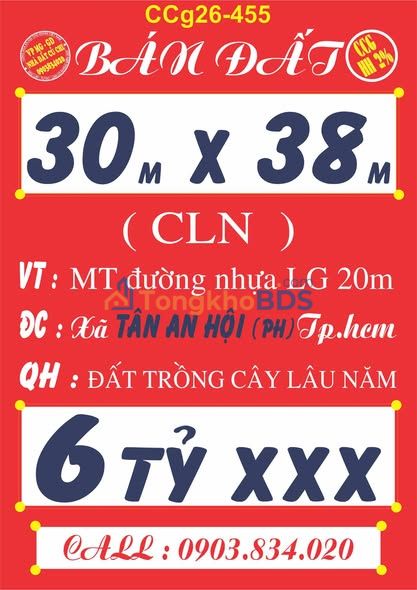 Bán Đất Củ Chi 1140m² Mặt Tiền Đường Nhựa 20m - Giá 6 Tỷ TL