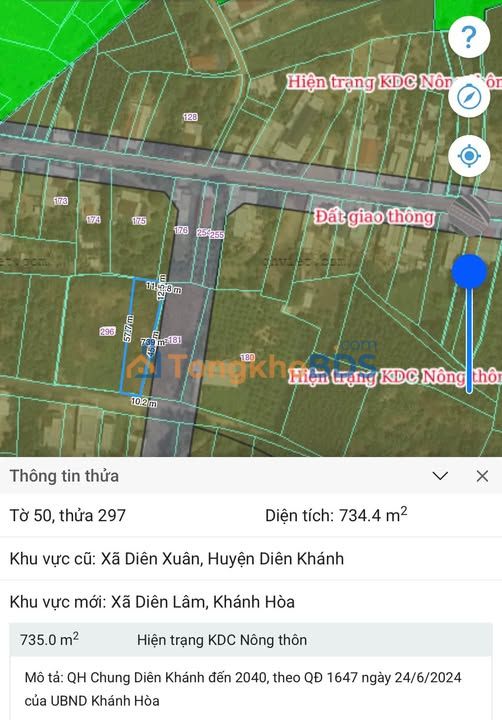 Bán Đất Diên Khánh 734m² (707m² Đất Ở) - Gần Chợ Đất Sét, Giá Tốt 2.06 Tỷ