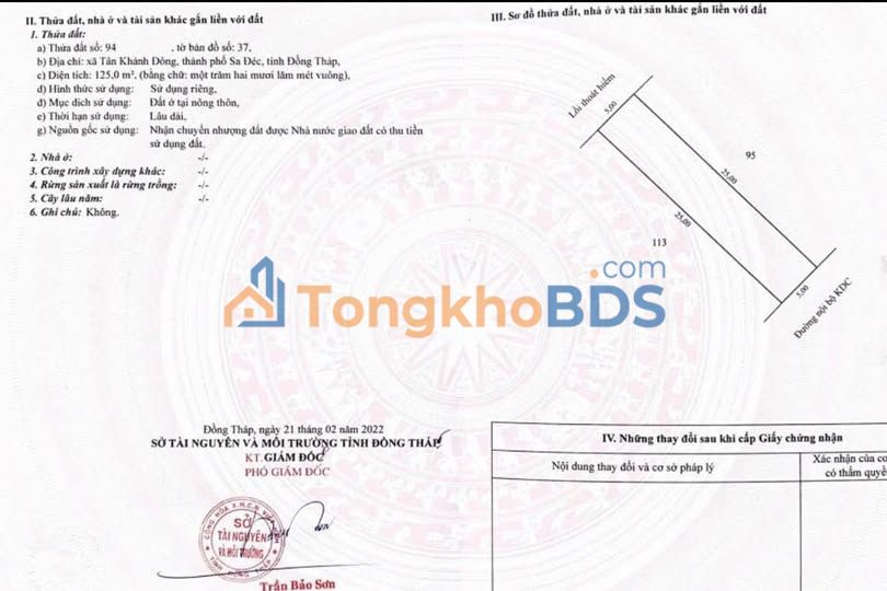 Bán nền KDC Đông Quới, Sa Đéc 125m² - Sổ hồng thổ cư, hướng Đông Nam