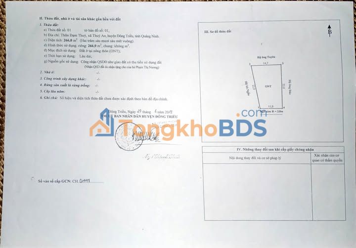 Đất Nền Thủy An, Đông Triều 266m² - Sổ Đỏ Rõ Ràng, Đường Ô Tô