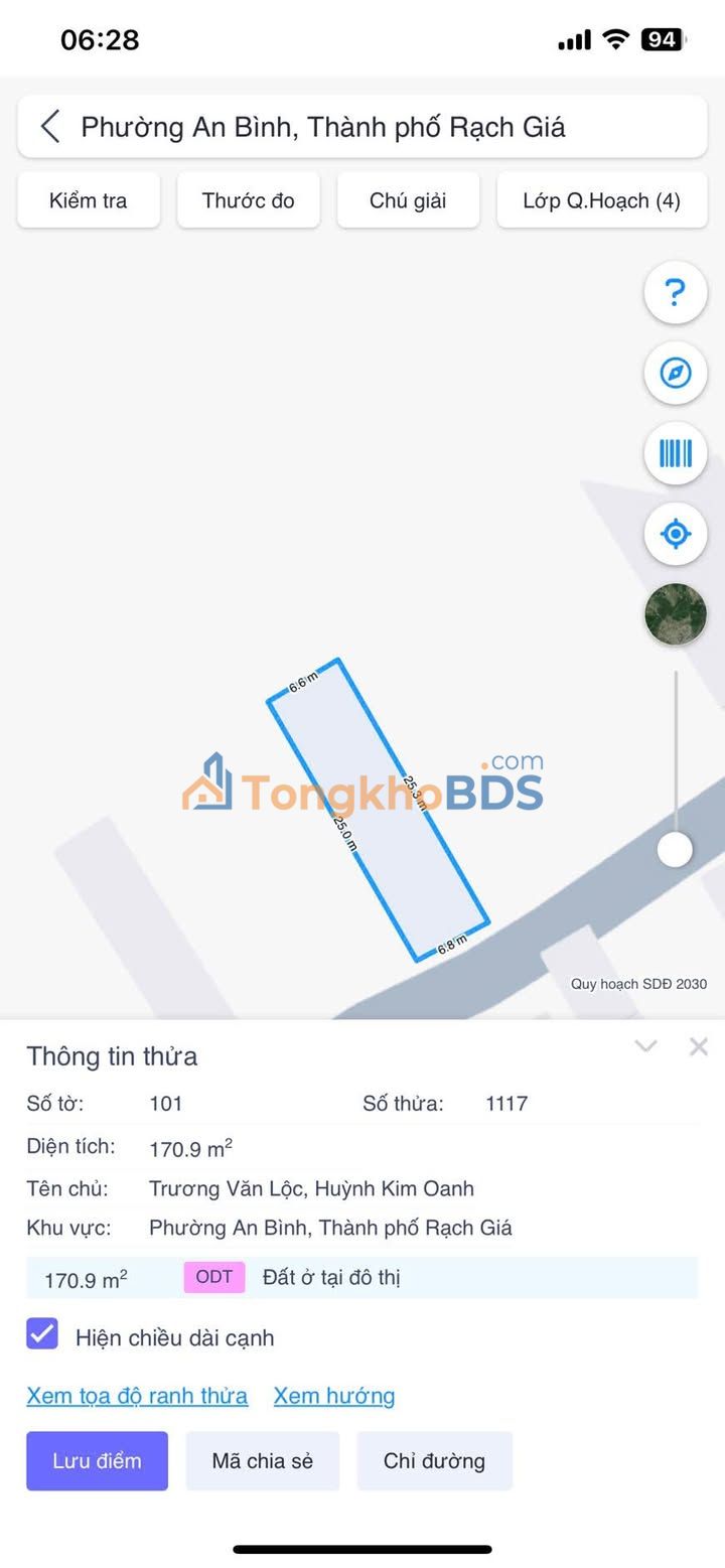 Đất nền Rạch Giá 192m² - Sổ hồng đất ở, giá 1.8 tỷ thương lượng