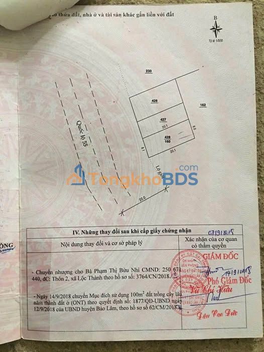 Đất mặt tiền QL 55 Lộc Thành, Bảo Lâm - 420m² (2 Sổ Hồng) - Giá 4.15 Tỷ