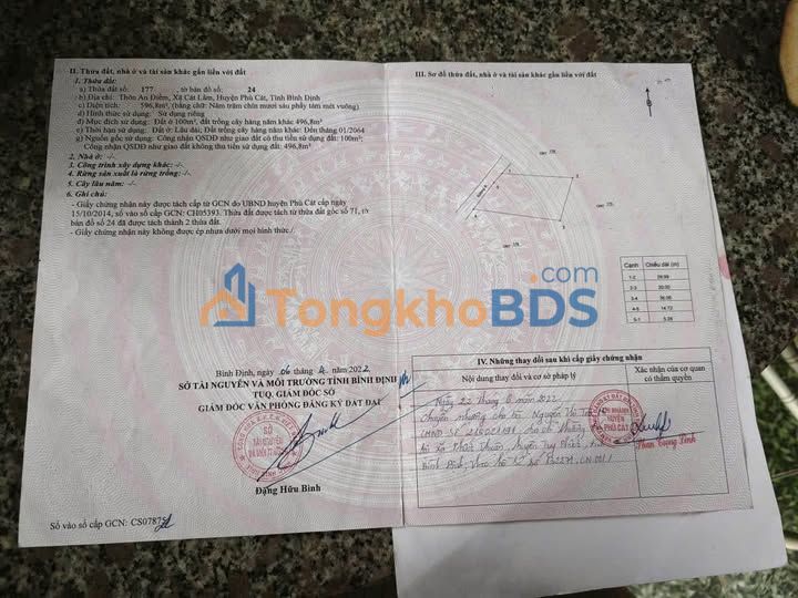 Bán Đất Thổ Cư Phù Cát 600m² - Sổ Hồng Sẵn Sàng