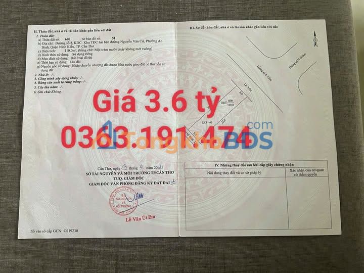 Bán Nền Khu TĐC Ninh Kiều Cần Thơ 110m² - Gần BV Nhi & Ung Bướu