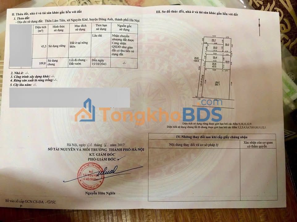 Đất Nguyên Khê Đông Anh 43.5m² - Sổ đỏ sẵn sàng, đầu tư sinh lời