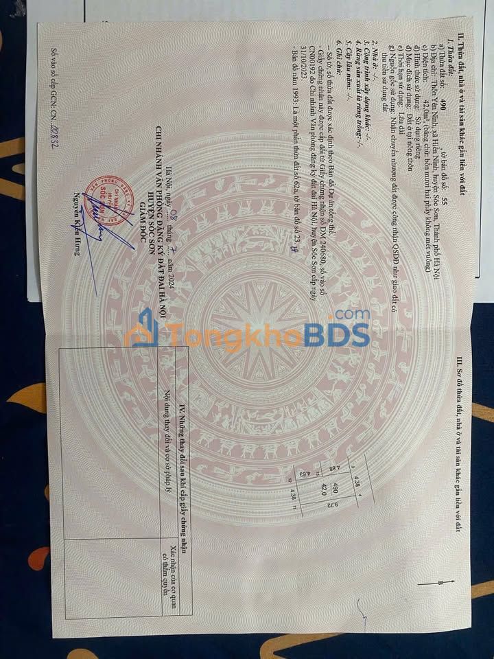 Bán Đất Tặng Nhà 42m² Full Thổ Cư, TT Đông Anh, Giá 2 Tỷ