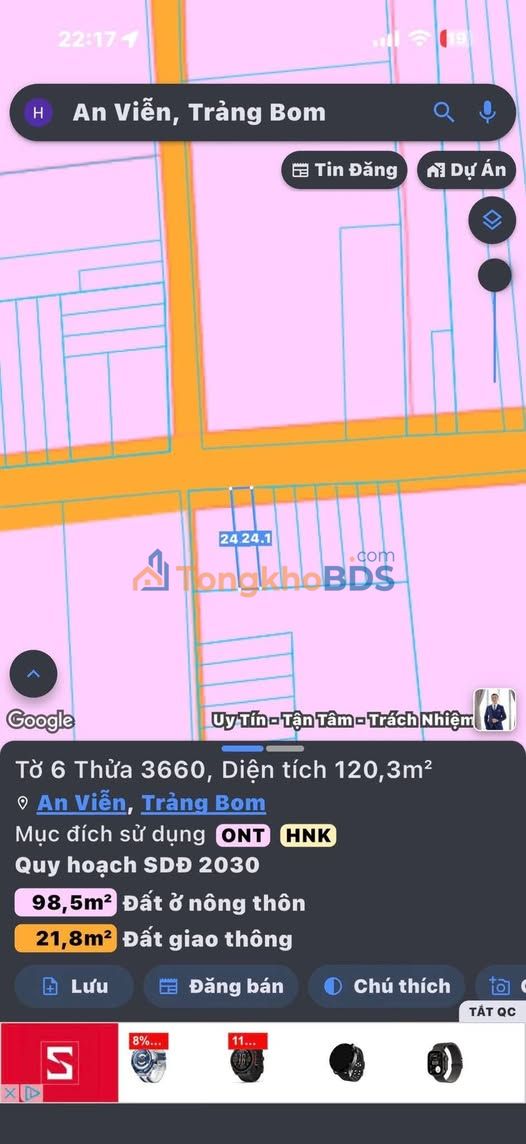 Đất nền Xuyên Mộc 120m² - Sổ hồng riêng, mặt tiền nhựa 10m, giá đầu tư chỉ 1.1 tỷ