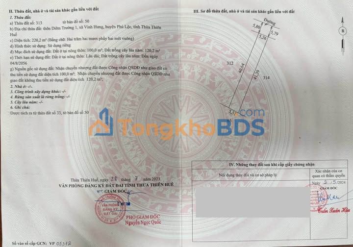 Đất Sổ Hồng Diêm Trường 1, Huế - 461.5m² Giá 525 Triệu