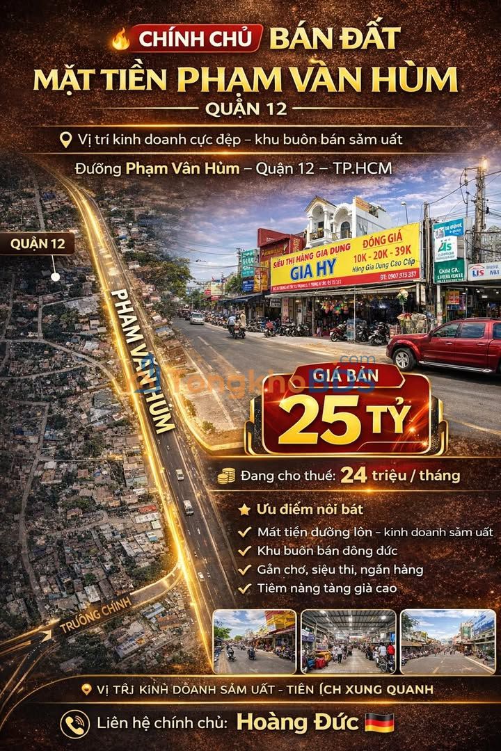 Mặt Tiền Phan Văn Hùm, Q12 - 180m² Kinh Doanh Đỉnh, Giá 25 Tỷ