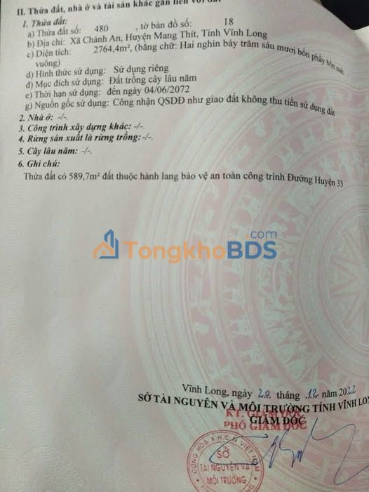 Đất Vĩnh Long 2764m² Mặt Tiền ĐT903 - Giá 6.9 Tỷ - Phân Lô Hấp Dẫn