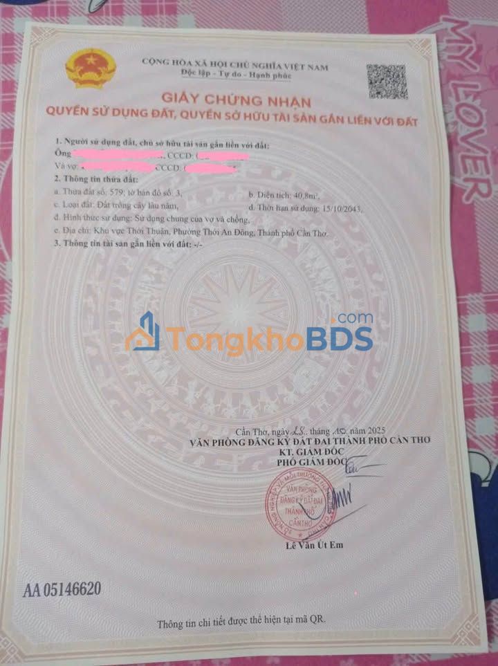 Bán đất 125m² hẻm Nguyễn Chí Thanh, Cần Thơ - Giá 850 Triệu