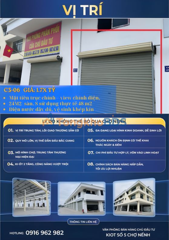 Ki-ốt Kinh Doanh C3-06 Chợ Nếnh Mới, Bắc Ninh - 48m² Kinh Tế Vàng