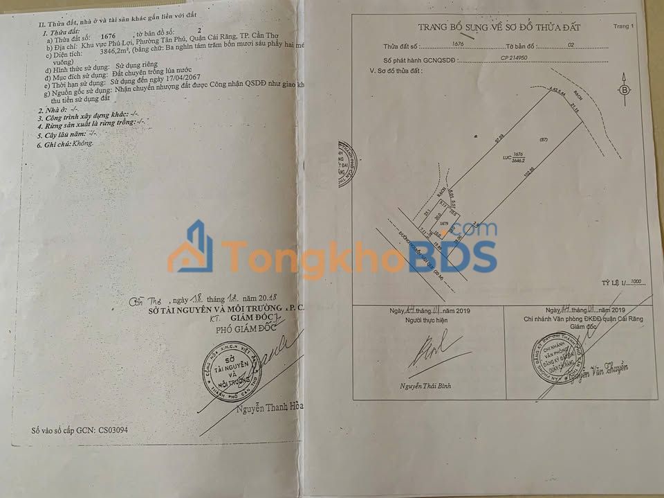 Bán Gấp 3846m² Đất Lúa Mặt Tiền Nguyễn Văn Quy, Cần Thơ - Sẵn Sổ Hồng