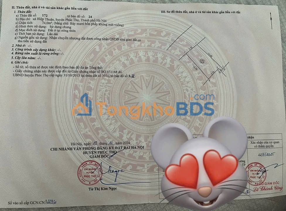 Đất Phúc Thọ 74m² - Có Nhà 2 Tầng, Kinh Doanh Sầm Uất