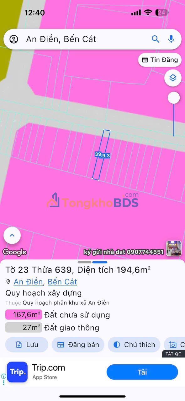 Bán Đất An Điền Bến Cát 195m² - Sổ Hồng Sẵn Sàng