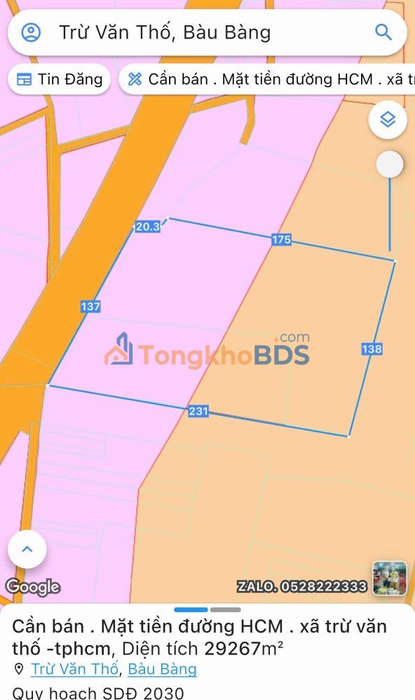 Bán Đất Mặt Tiền Đường HCM Củ Chi 30.000m² - Sẵn 400m² Thổ Cư