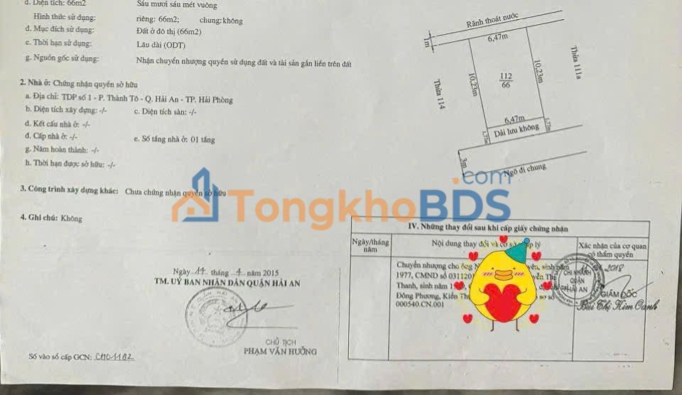 Bán đất tặng nhà Cát Bi 60m² - Sổ hồng chính chủ, giá 3 tỷ