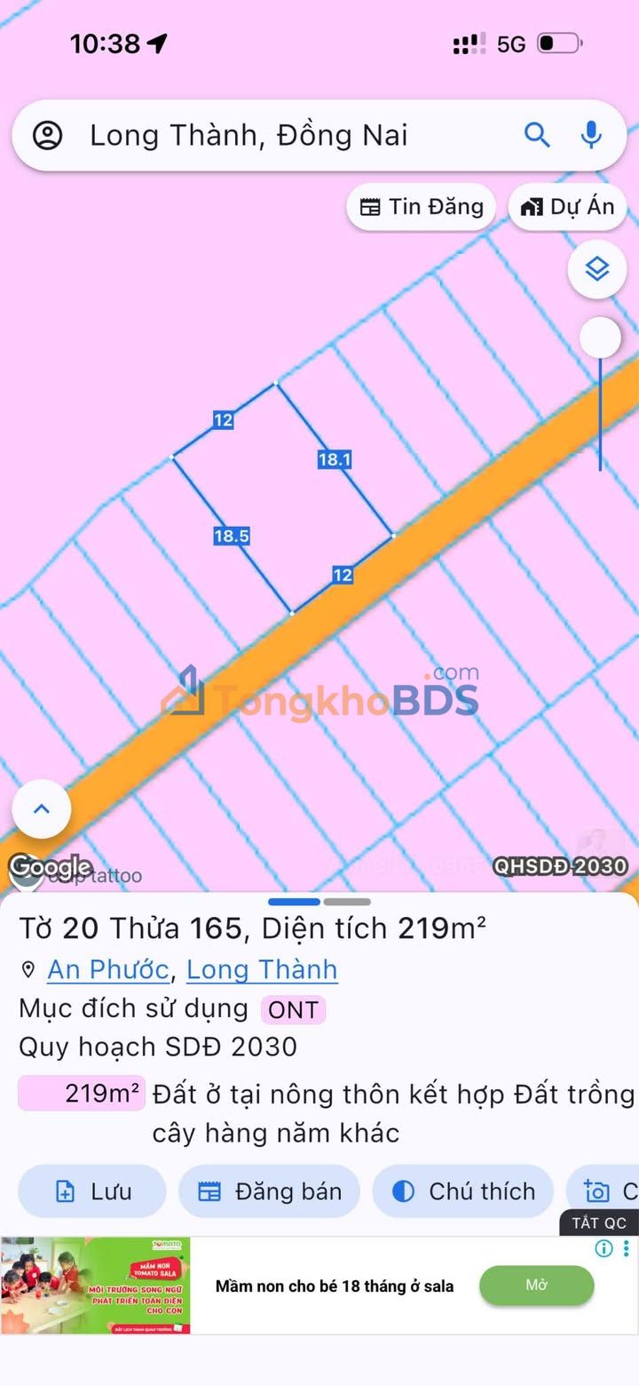 Đất Nền Long Thành 122m² - Sổ Hồng Thổ Cư 100% - Giá 1.59 Tỷ