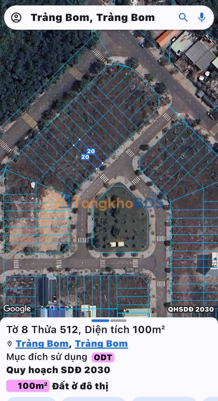 Đất Nền Trảng Bom 100m² Sổ Riêng - Vị Trí Vàng Đối Diện Công Viên