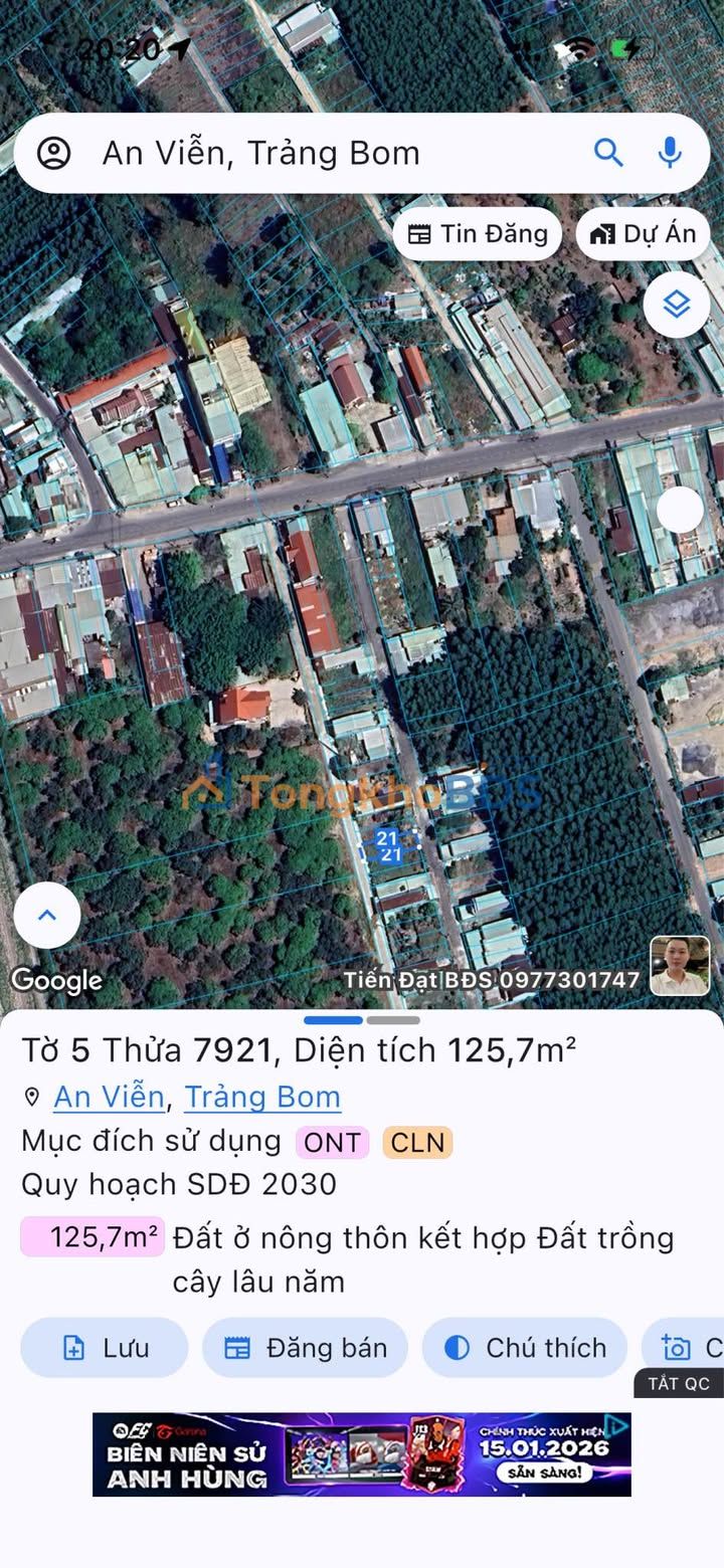 Đất An Viễn Trảng Bom 126m² - Hai Mặt Tiền Đường Rộng