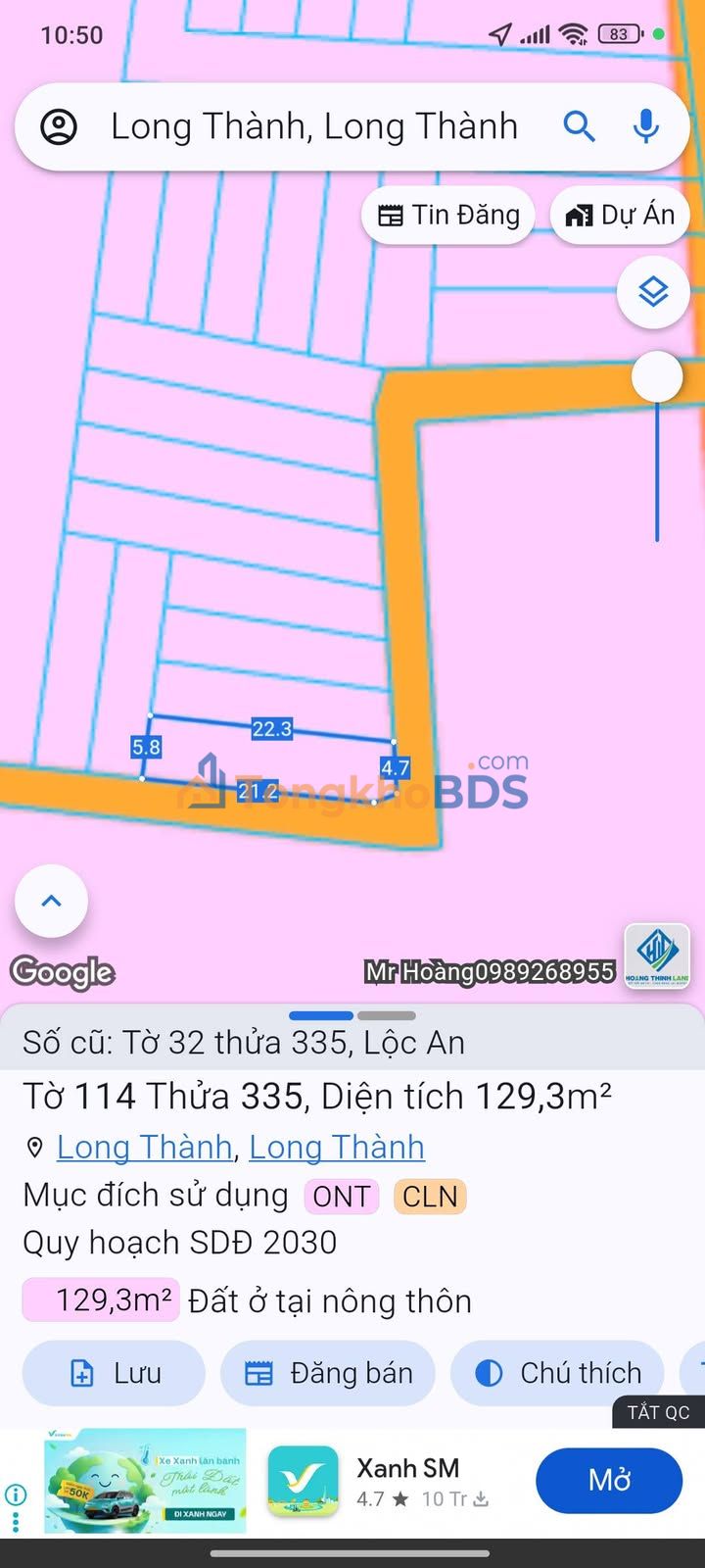 Đất Mặt Tiền Đường Lô Góc 129m² Gần KCN Lộc An - Bình Sơn, Giá Dưới 2 Tỷ