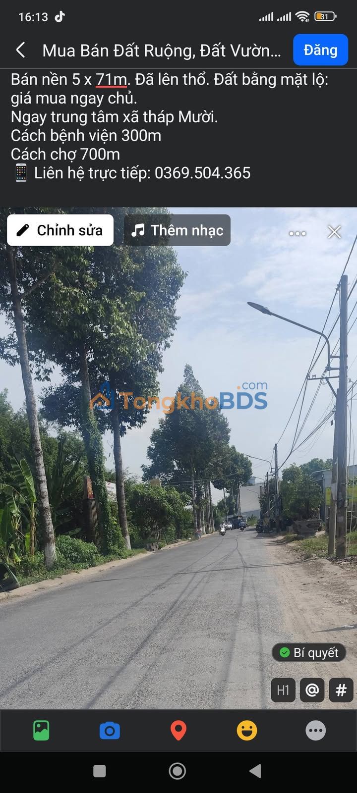 Đất Tháp Mười Đồng Tháp 355m² - Thổ cư mặt lộ, giá tốt