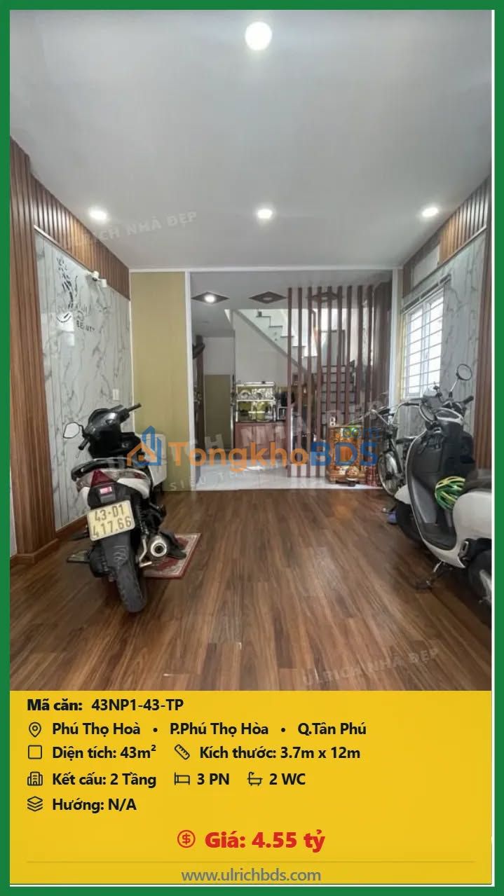 Nhà Góc 2 Mặt Tiền Tơ Lụa, Tân Phú - 43m² Giá 4.55 Tỷ, Sổ Hồng Sẵn Sàng