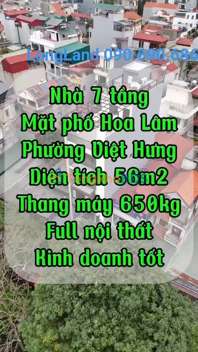 Nhà Mặt Phố Hoa Lâm 60m² 7 Tầng Thang Máy - Kinh Doanh Đắc Lợi