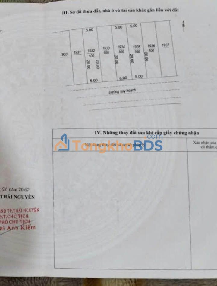 Bán Đất Phổ Yên 100m² - Hướng Đông Nam, Gần Đường Tròn Bắc Sơn 2.5 Tỷ