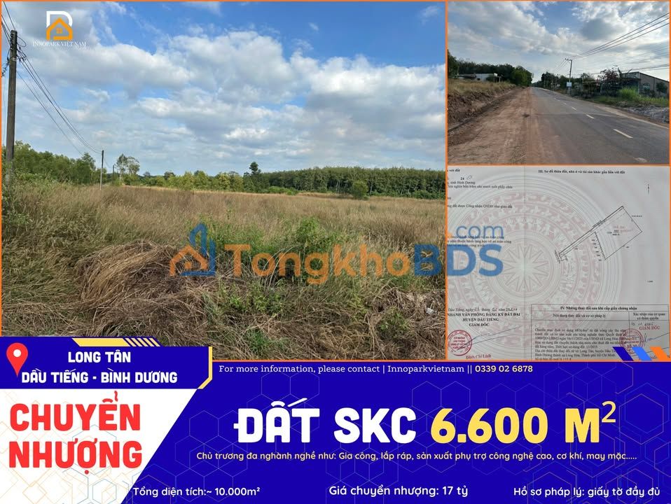 Đất SKC 6.600m² Long Tân, Dầu Tiếng - 17 Tỷ, Sẵn Sàng Phát Triển Sản Xuất