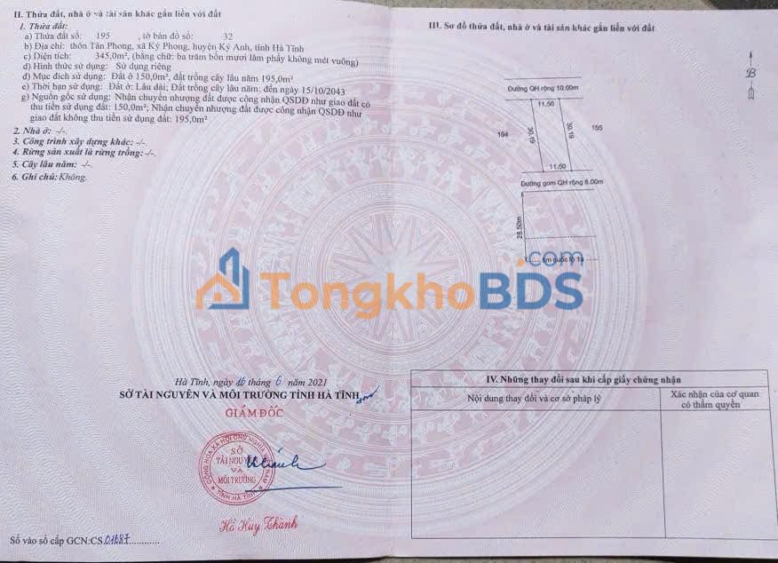 Đất Nền Kỳ Phong, Hà Tĩnh - 345m² 2 Tỷ, 2 Mặt Tiền Kinh Doanh