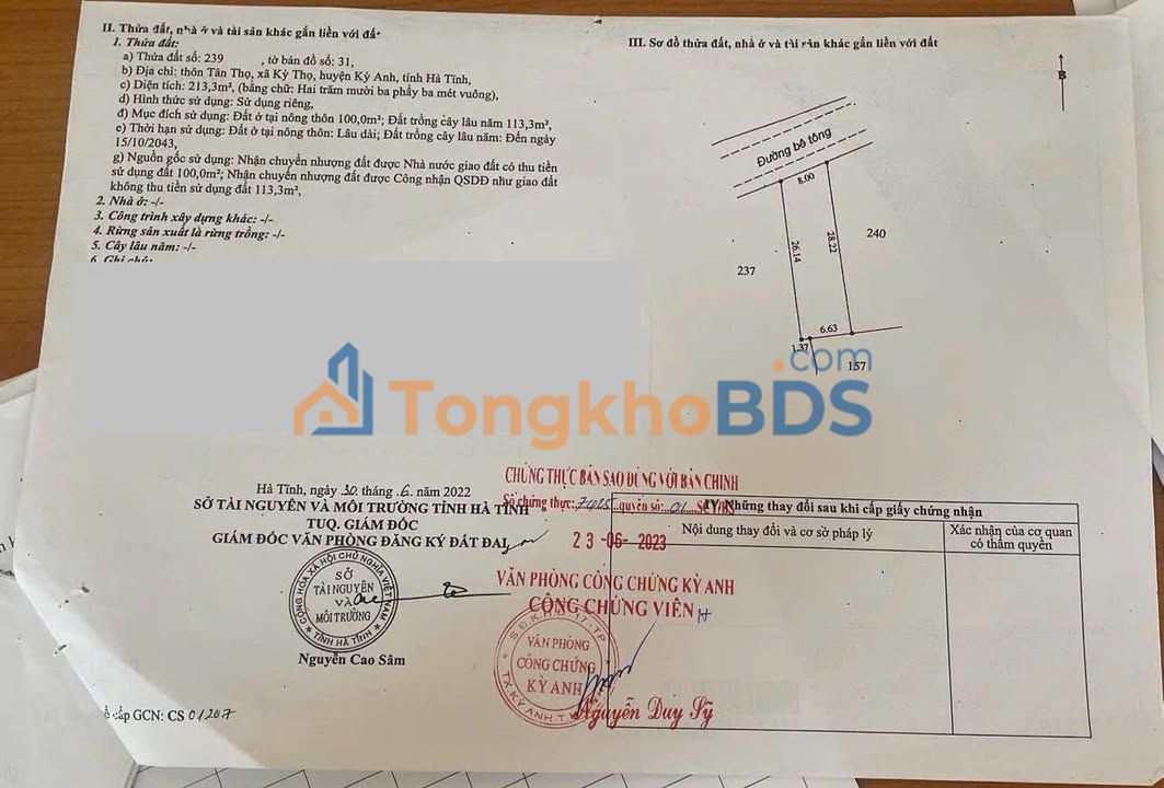 Đất nền 208m² tại Kỳ Thọ, Hà Tĩnh - Giá chỉ hơn 600 triệu, sổ đỏ chính chủ