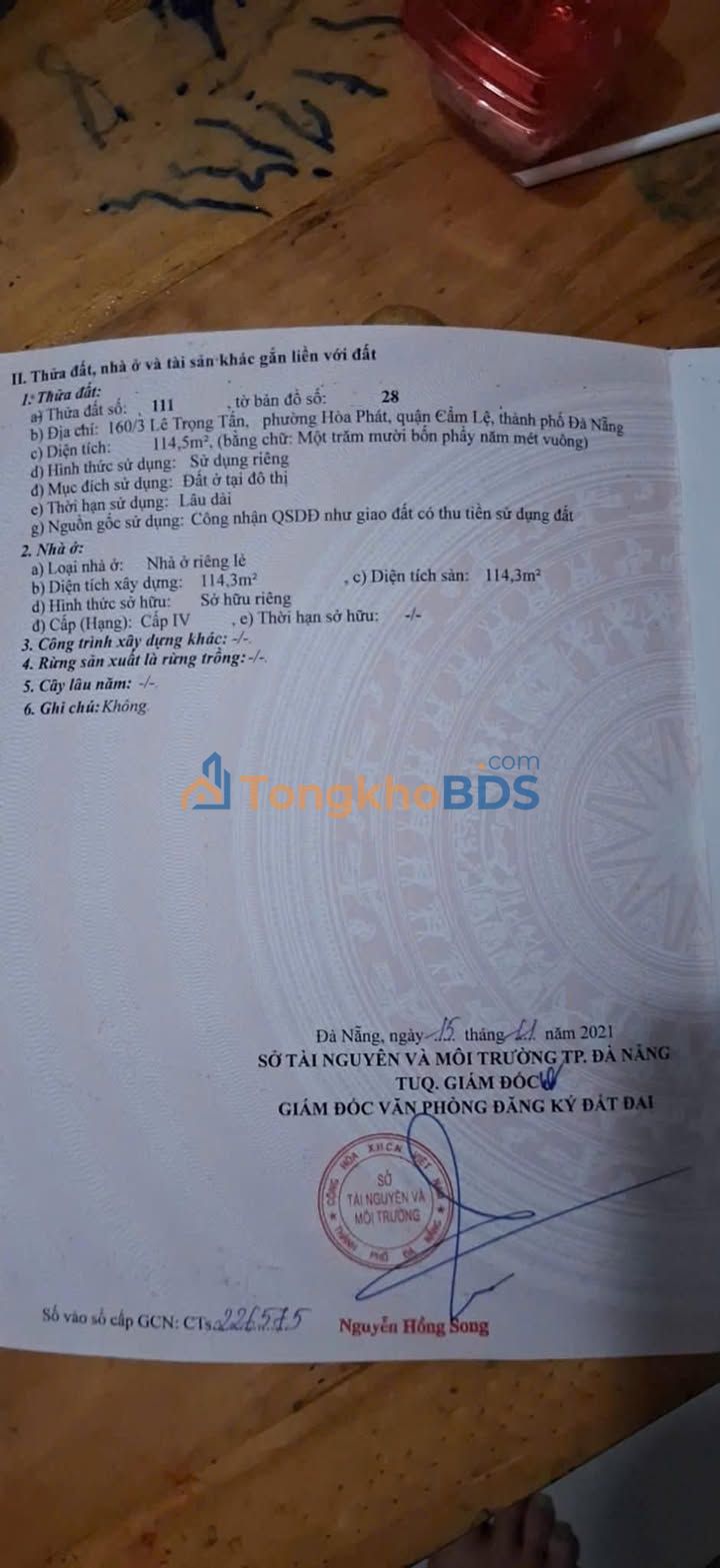 Bán đất tặng dãy trọ 5 phòng Lê Trọng Tấn, Đà Nẵng - Dòng tiền 8 triệu/tháng