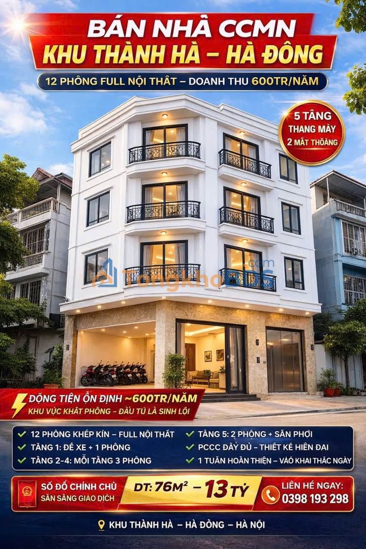 Chung cư mini Thành Hà, Hà Đông 76m² - Dòng tiền 600 triệu/năm