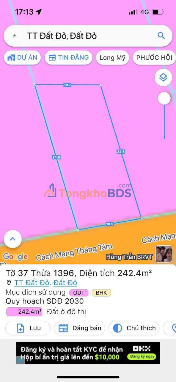 Đất nền Mặt tiền CMT8, Đất Đỏ - 242m² - 1.8 Tỷ - Sổ Đỏ Sẵn Sàng