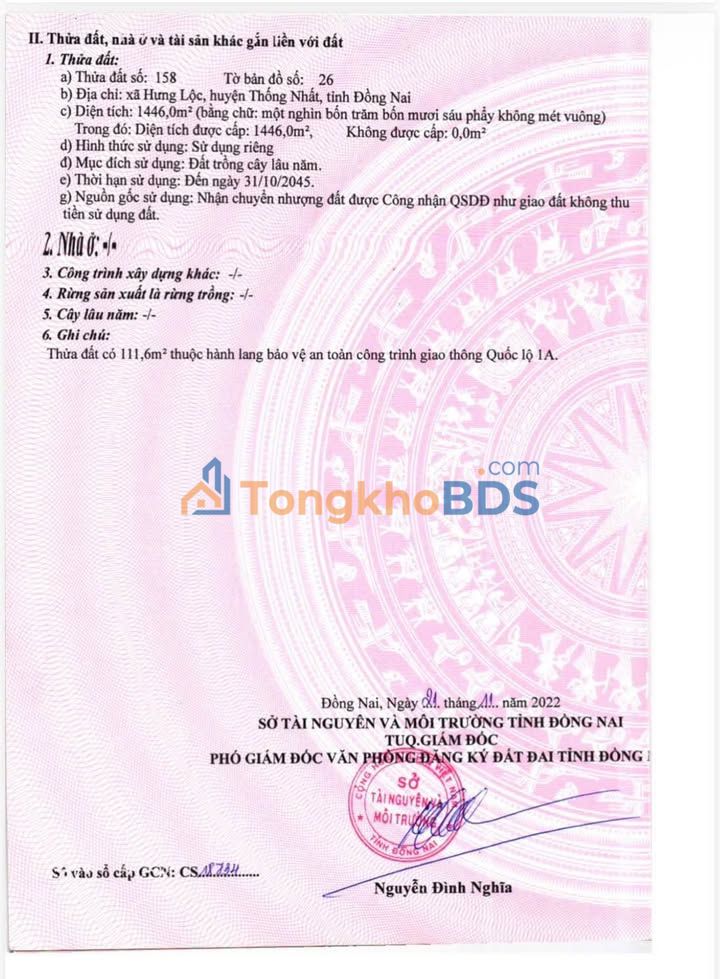 Đất Vàng Quốc Lộ 1A, Đồng Nai - 1462.5m² Sẵn Sàng Kinh Doanh, Làm Kho Xưởng