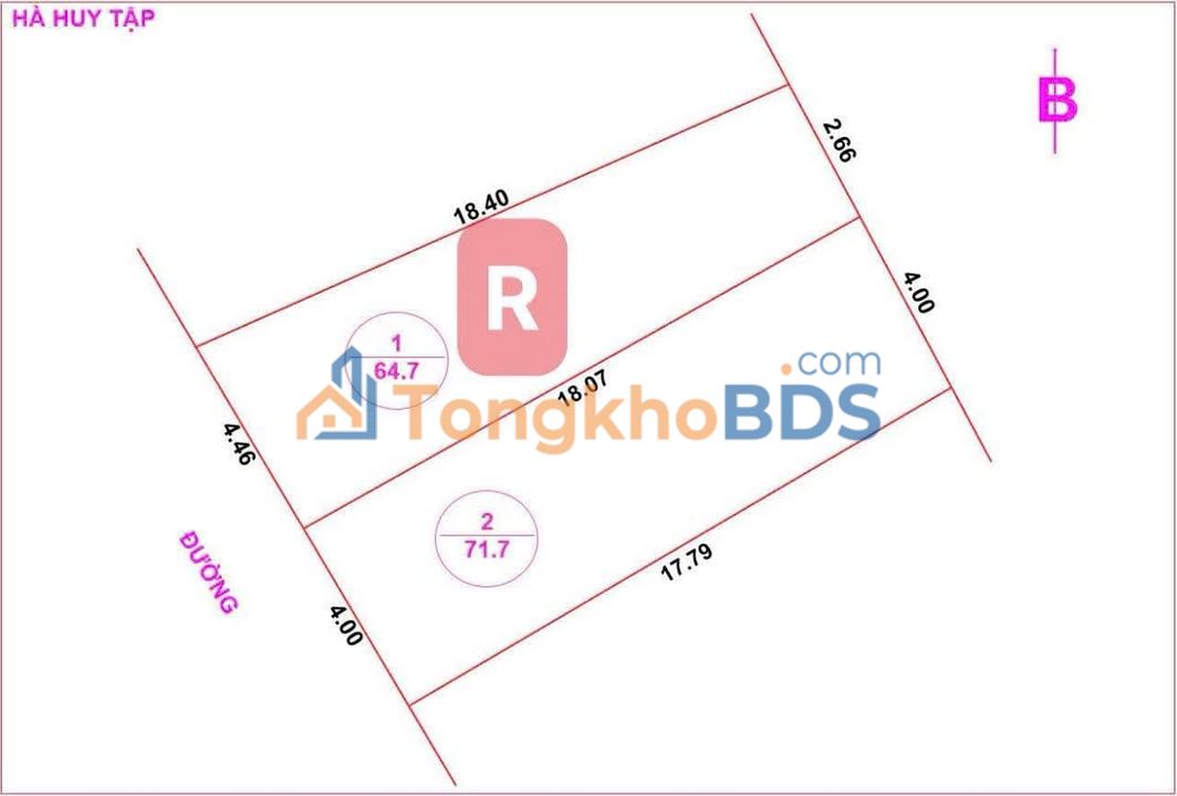 Bán đất Hà Huy Tập, Vinh 71.7m² - Sẵn sàng xây nhà đẹp